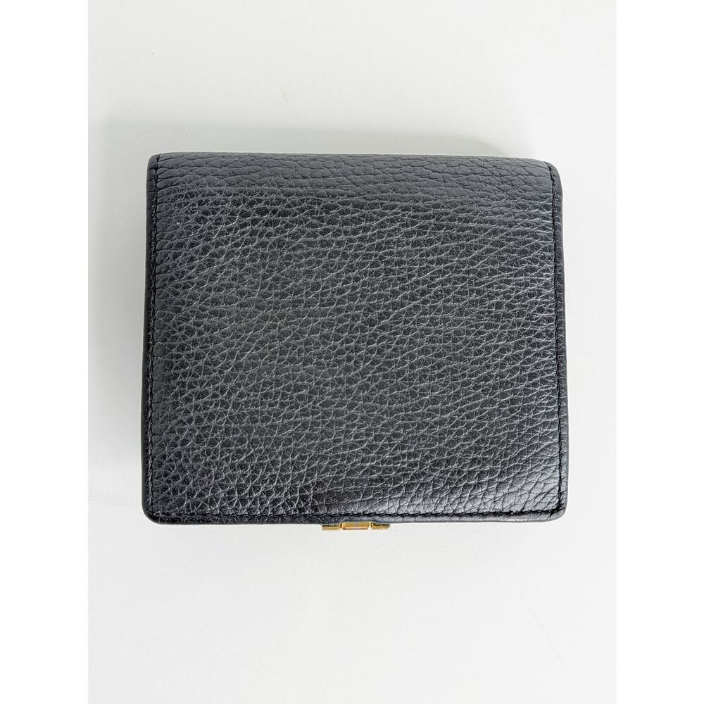 Strathberry Crescent Wallet Black Pebbled Leather Bifold Signature Hinge Bar - Picture 3 of 16